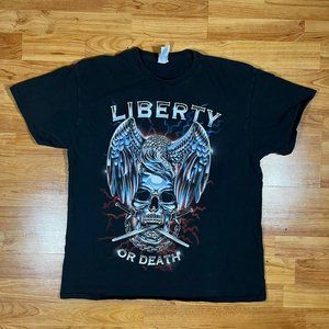 Y2K Skater Black Liberty or Death T-Shirt